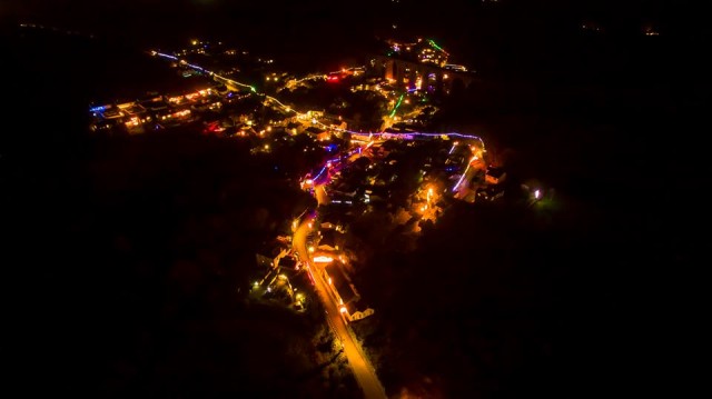 Angarrack Christmas lights from above